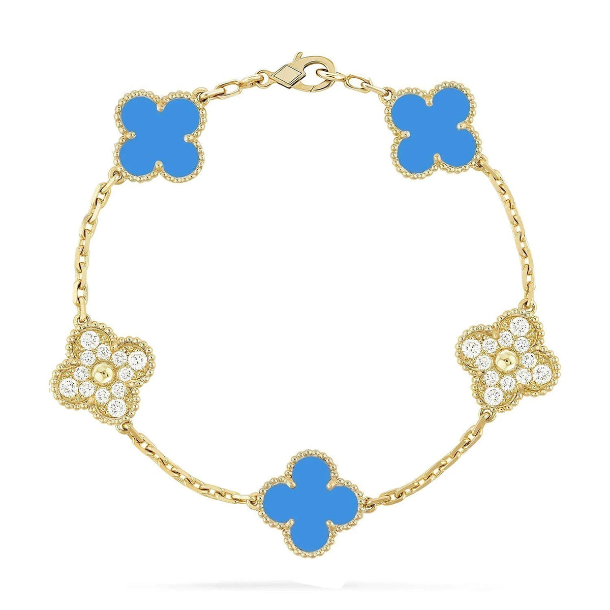 [Everoly JW]  CLOVER 5 MOTIF BLUE AGATE BRACELET COLLECTION