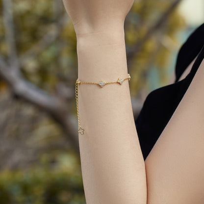 [Violet JW]Four-Leaf Clover Hollow Butterfly Bracelet