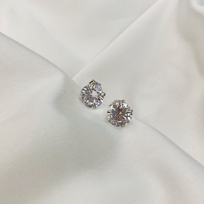 [Violet JW]Stylish Shiny Round Center Stone Stud Earrings