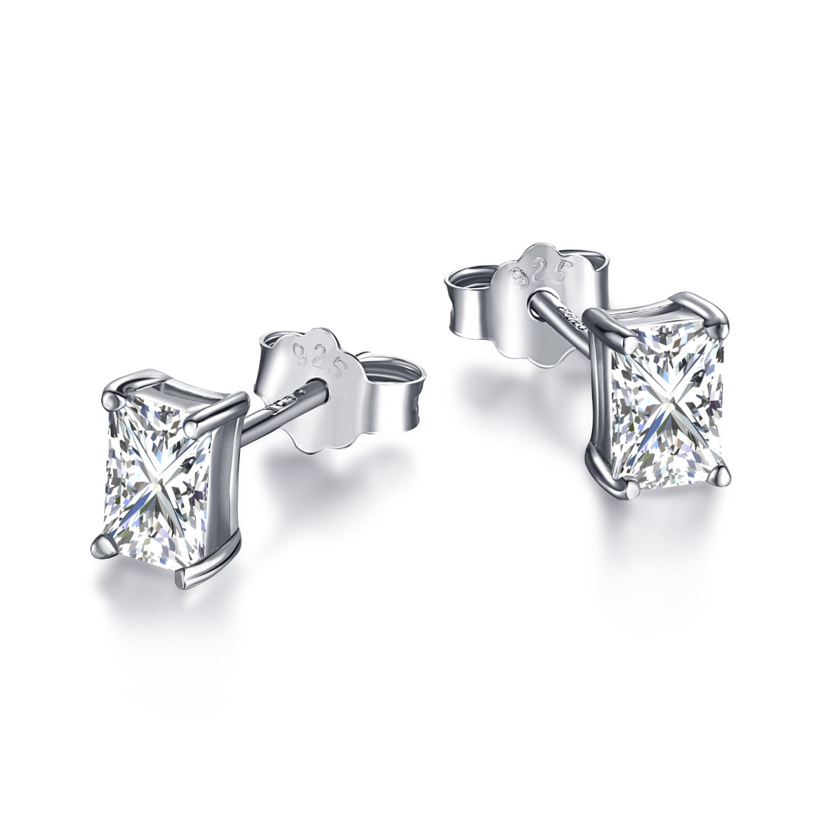 [Violet JW]Stylish Shiny Rectangular Center Stone Stud Earrings