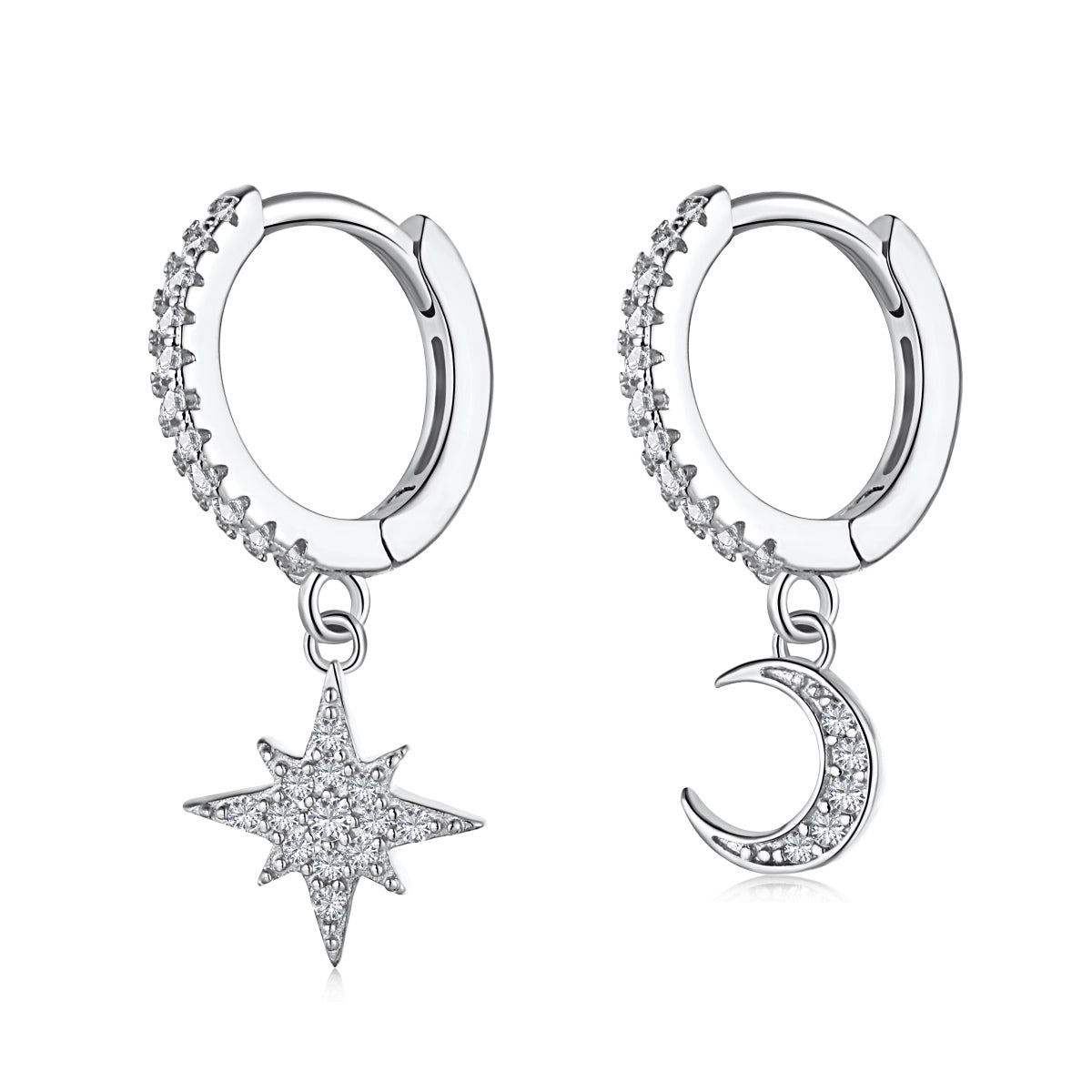 [Violet JW]Star and Moon Asymmetric Earrings