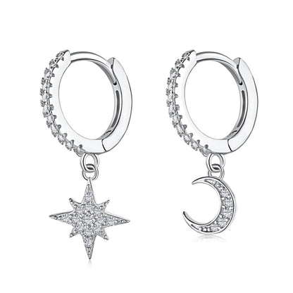 [Violet JW]Star and Moon Asymmetric Earrings