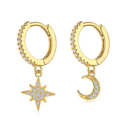 [Violet JW]Star and Moon Asymmetric Earrings