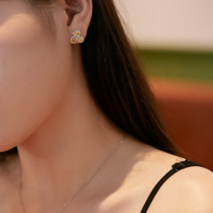 [Violet JW]Ornate Flower Shape Pear Cut Lover Earrings