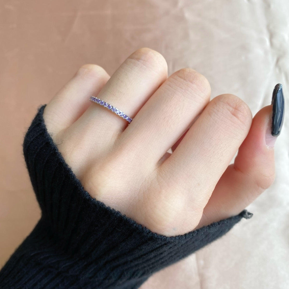 [Violet JW]Delicate Sparkling Round Cut Daily Ring