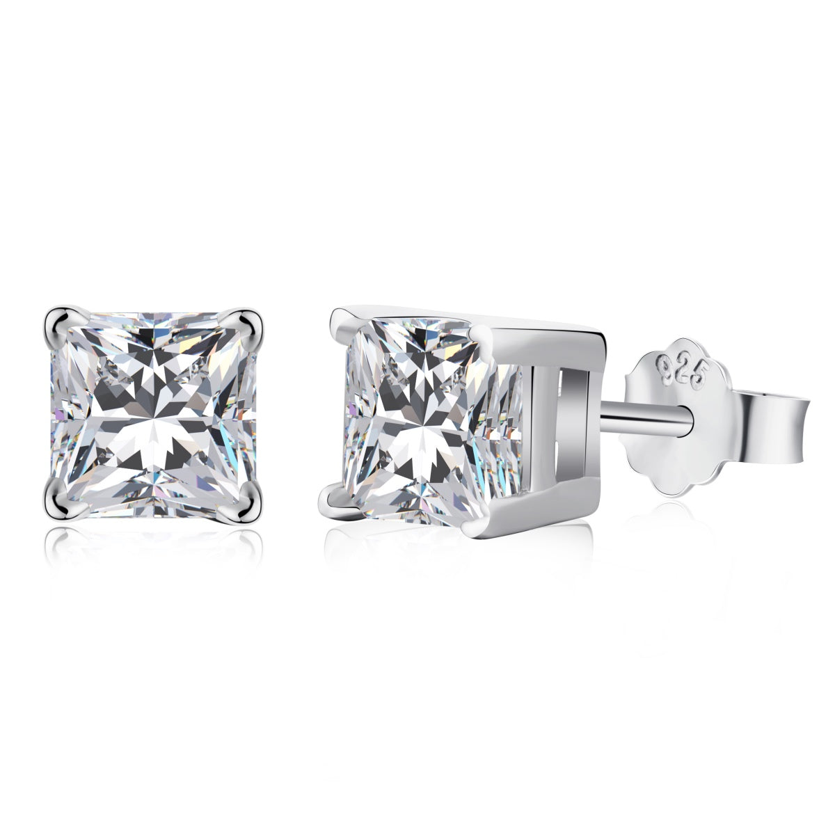 [Violet JW]1.0 Carat Radiant Princess Cut Wedding Earrings