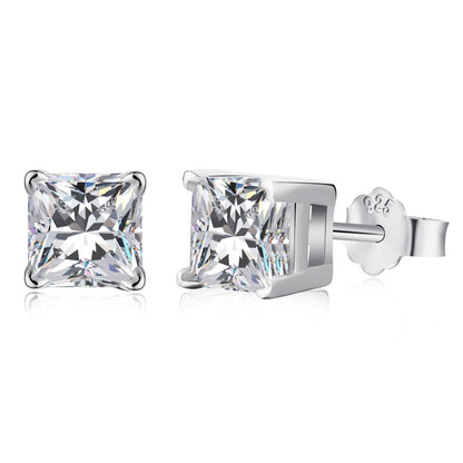 [Violet JW]1.0 Carat Radiant Princess Cut Wedding Earrings