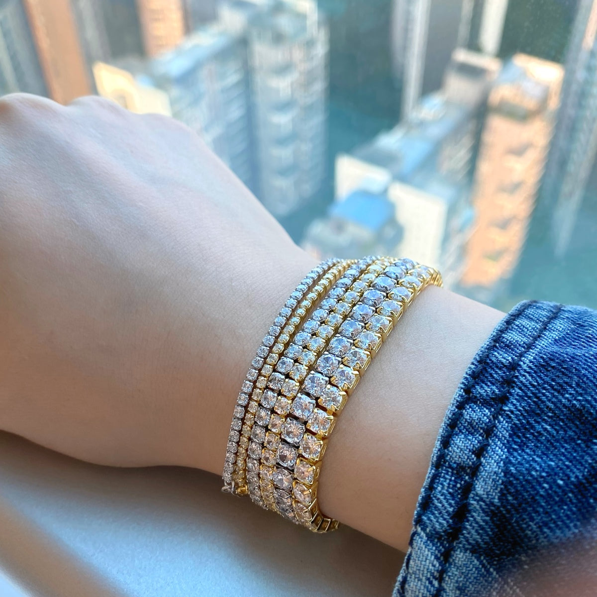 [Violet JW]Radiant Shinning Princess Cut Tennis Bracelet