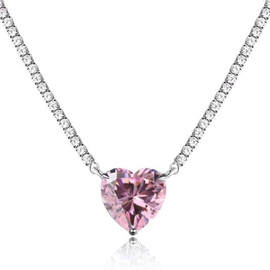 [Violet JW]8.0 Carat Versatile Colorful Sweet Heart-Shaped Tennis Necklace