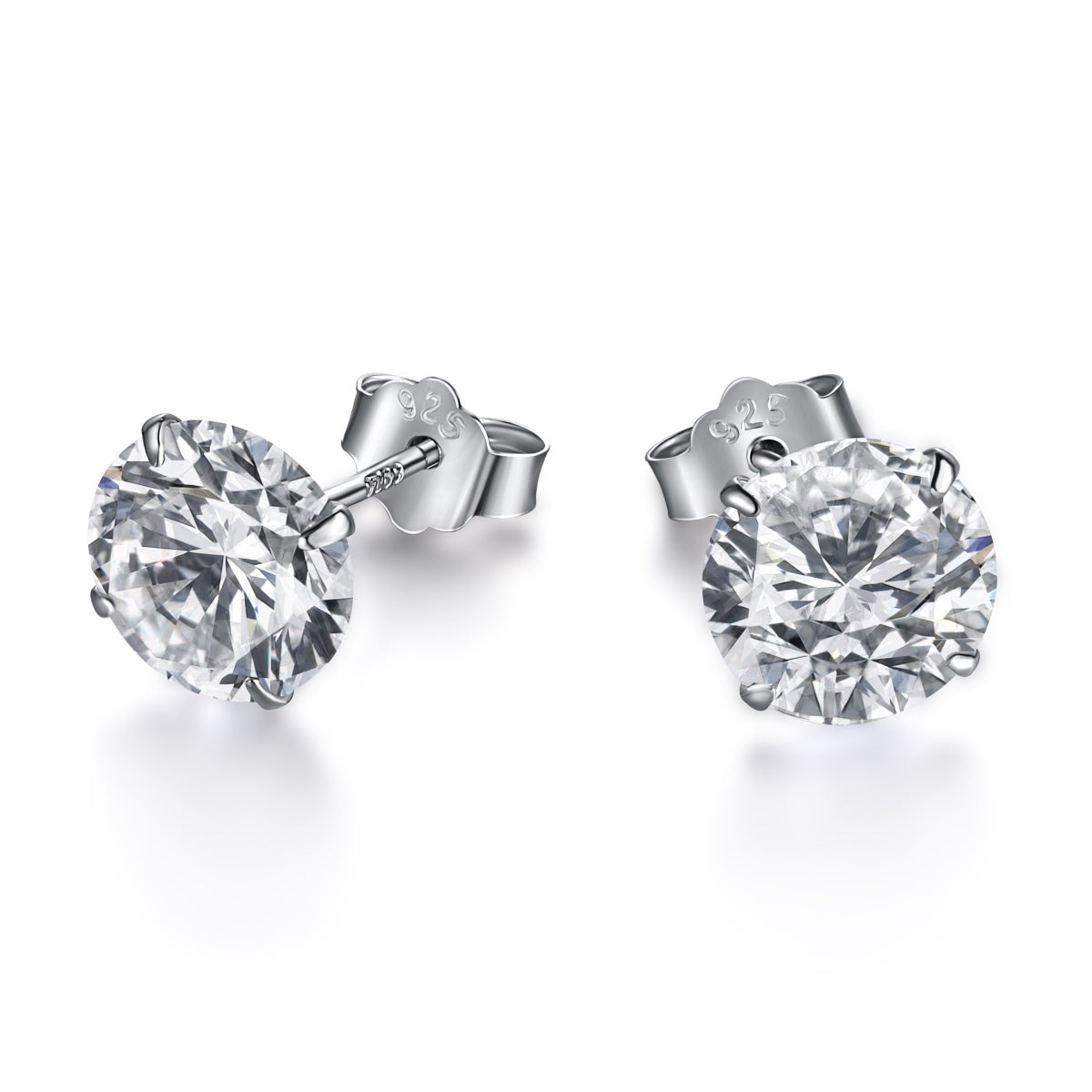 [Violet JW]Stylish Shiny Round Center Stone Stud Earrings