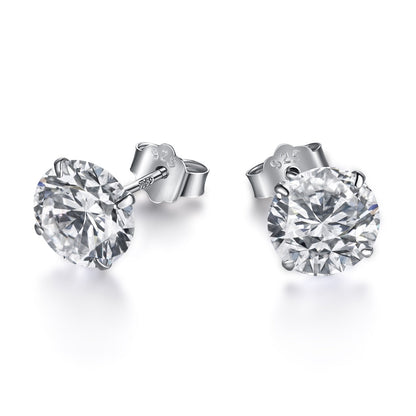 [Violet JW]Stylish Shiny Round Center Stone Stud Earrings