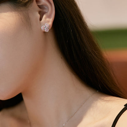 [Violet JW]Ornate Flower Shape Pear Cut Lover Earrings