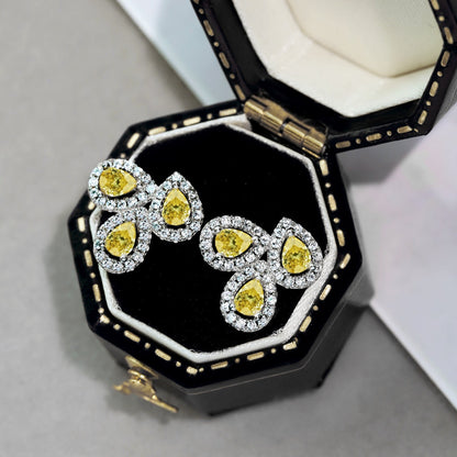 [Violet JW]Ornate Flower Shape Pear Cut Lover Earrings