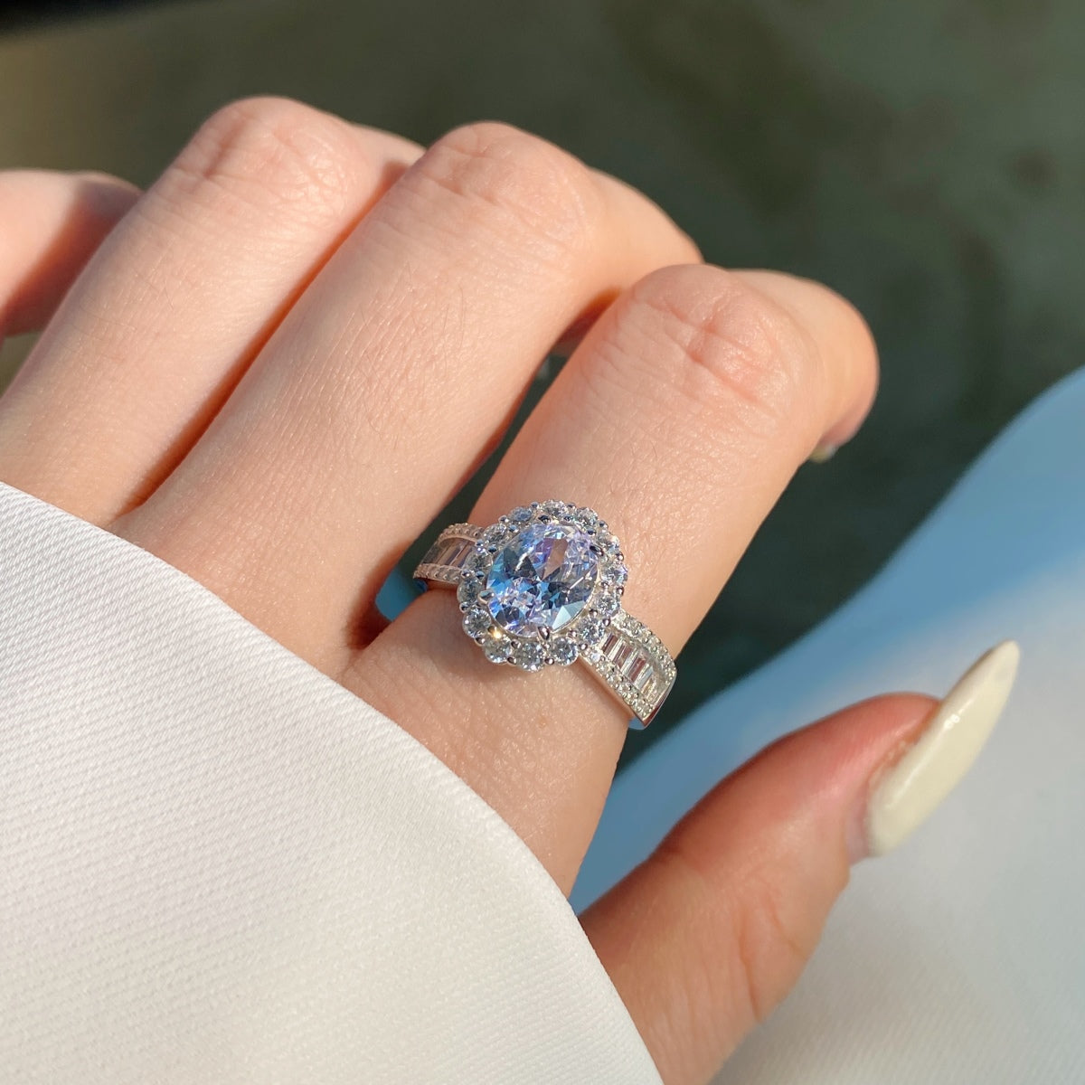 [Violet JW]1.5 Carat Dazzling Charming Oval Cut Banquet Ring