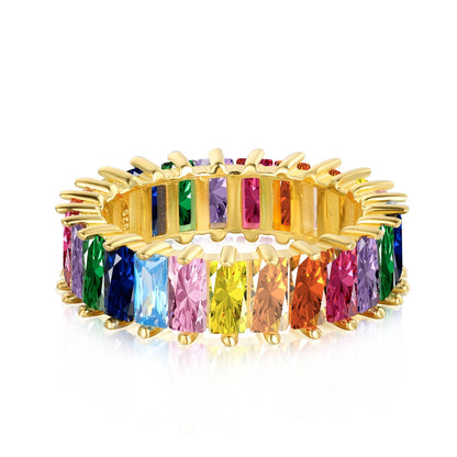 [Violet JW]Unique Colorful Radiant Cut RIng
