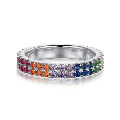[Violet JW]Unique Colorful Round Cut Tennis Ring