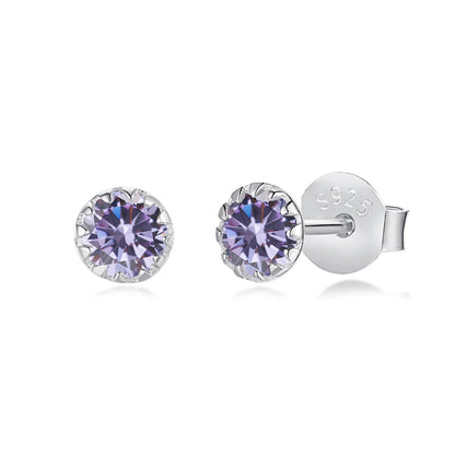 [Violet JW]Sparkling Colorful Round Shape Earrings