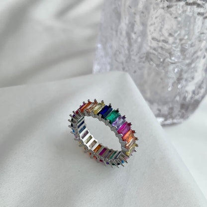 [Violet JW]Unique Colorful Radiant Cut RIng