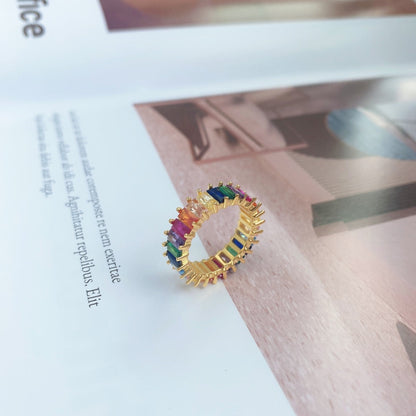 [Violet JW]Unique Colorful Radiant Cut RIng