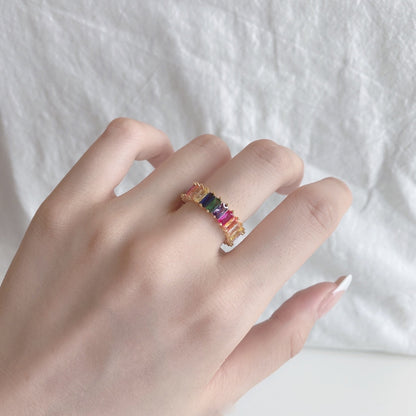 [Violet JW]Unique Colorful Radiant Cut RIng
