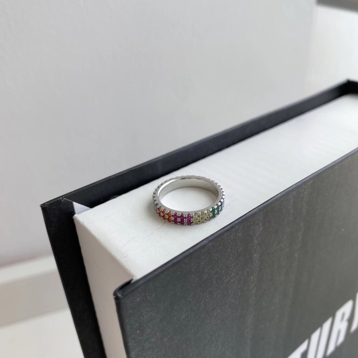 [Violet JW]Unique Colorful Round Cut Tennis Ring