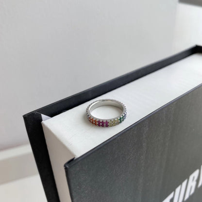 [Violet JW]Unique Colorful Round Cut Tennis Ring