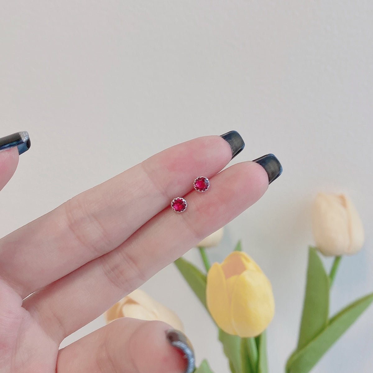 [Violet JW]Sparkling Colorful Round Shape Earrings