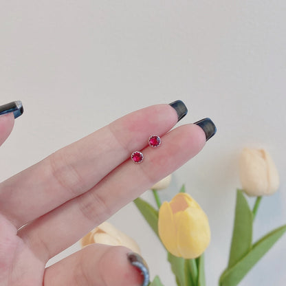 [Violet JW]Sparkling Colorful Round Shape Earrings