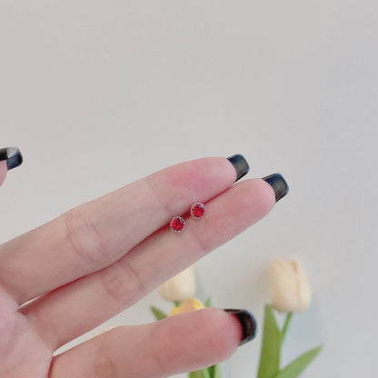 [Violet JW]Sparkling Colorful Round Shape Earrings