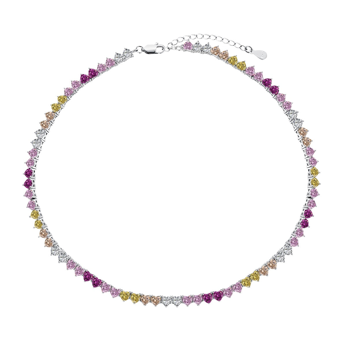 [Violet JW]Sparkling Colorful Full Heart Tennis Necklace