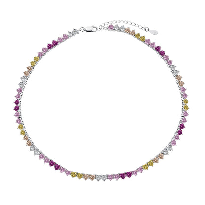 [Violet JW]Sparkling Colorful Full Heart Tennis Necklace
