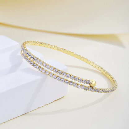 [Violet JW]Row of Diamonds Round Fashion Bracelet