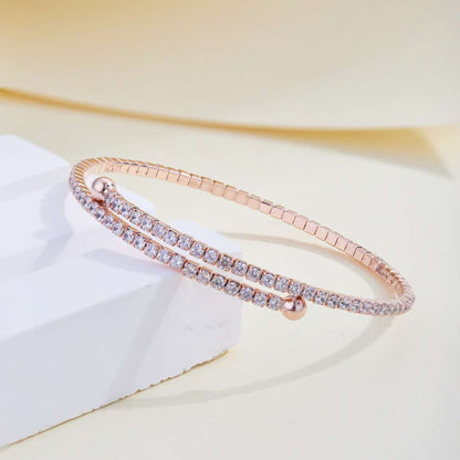 [Violet JW]Row of Diamonds Round Fashion Bracelet