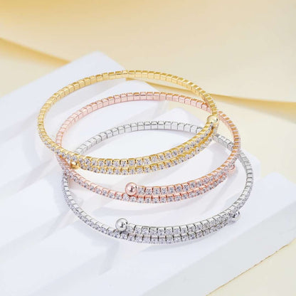 [Violet JW]Row of Diamonds Round Fashion Bracelet