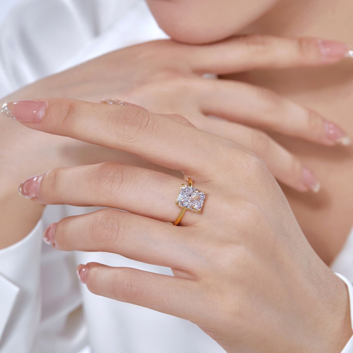 [Violet JW]4.0 Carat Ornate Enchanting Radiand Cut Banquet Ring