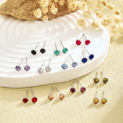 [Violet JW]Sparkling Colorful Round Shape Earrings