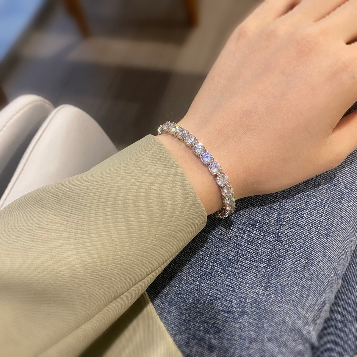 [Violet JW]0.75 Carat Dazzling Round Cut Wedding Bracelet