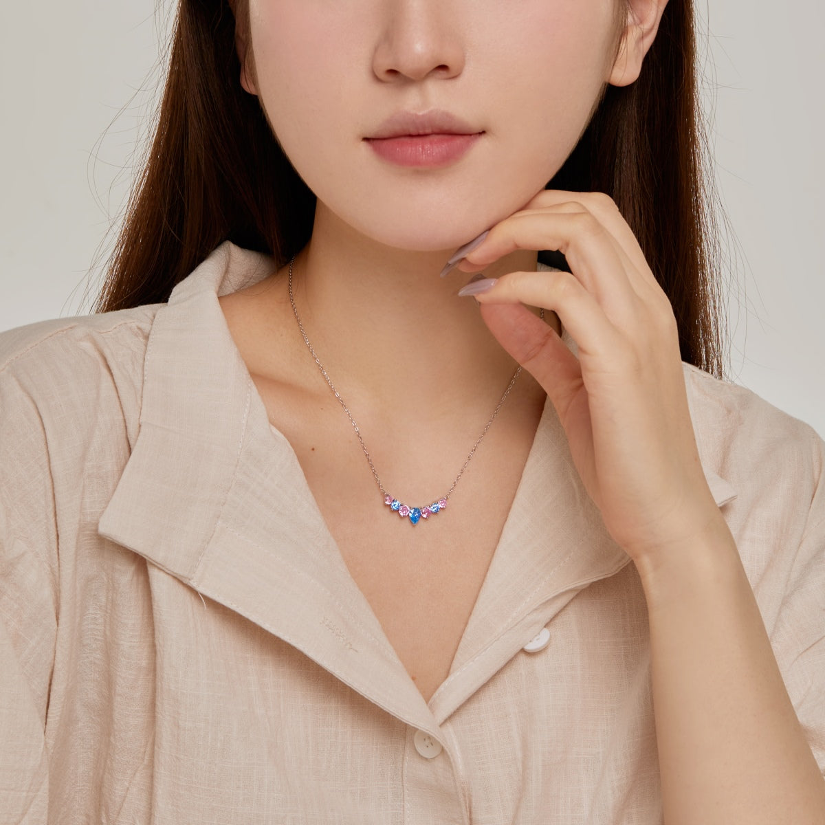 [Violet JW]Dainty Colorful Heart Necklace