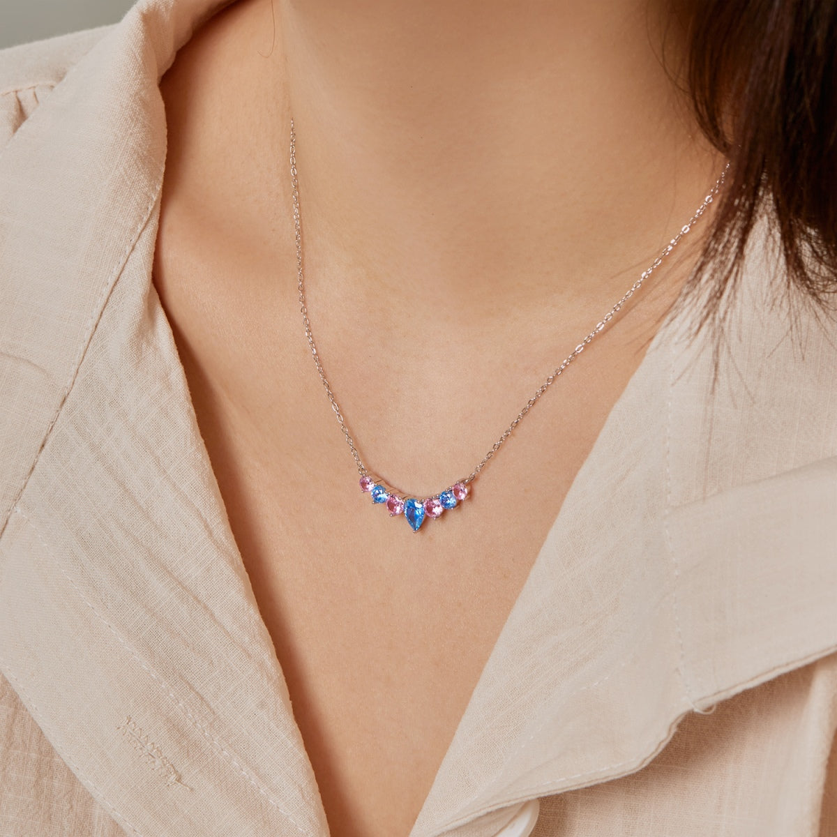 [Violet JW]Dainty Colorful Heart Necklace