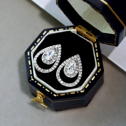 [Violet JW]Sparkling Delicate Water Drop Shape Daily Earrings