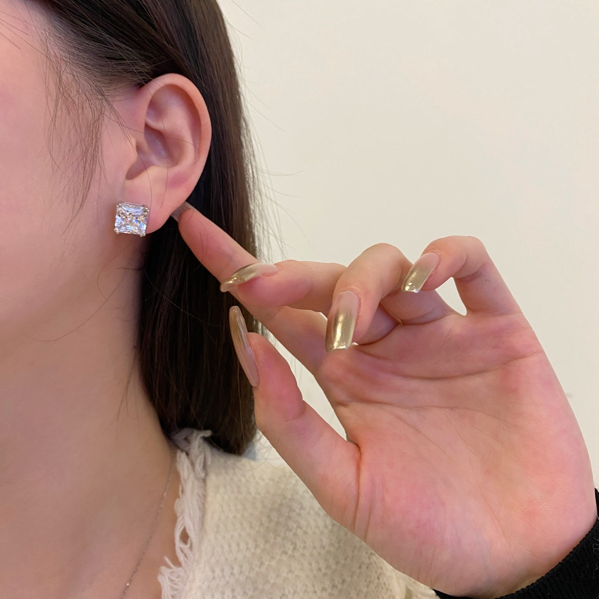 [Violet JW]Delicate Square Shape Earrings