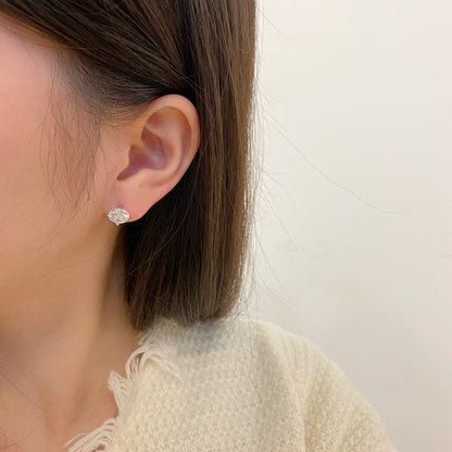 [Violet JW]Stylish Shiny Round Center Stone Stud Earrings