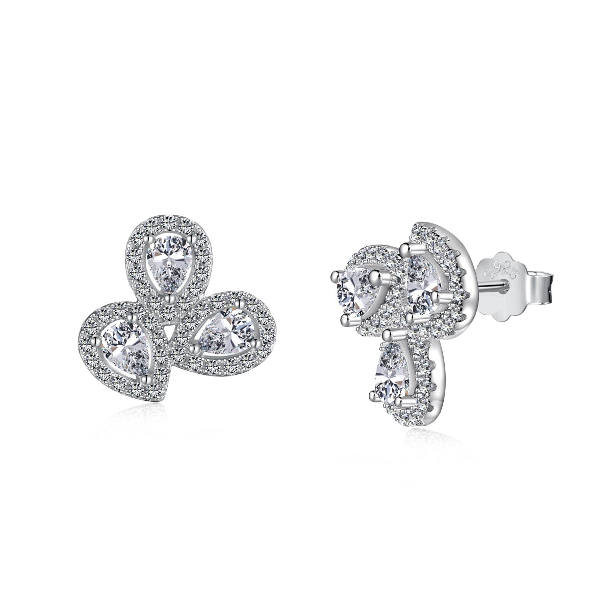 [Violet JW]Ornate Flower Shape Pear Cut Lover Earrings