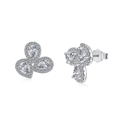 [Violet JW]Ornate Flower Shape Pear Cut Lover Earrings