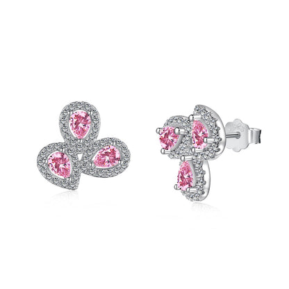[Violet JW]Ornate Flower Shape Pear Cut Lover Earrings