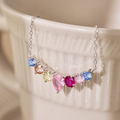 [Violet JW]Dainty Colorful Heart Necklace