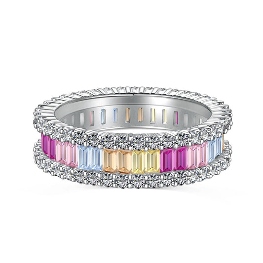 [Violet JW]Dainty Kaleidoscopic Emerald Cut Daily Ring