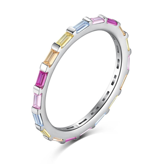 [Violet JW]Exquisite Multicolored Emerald Cut Daily Ring