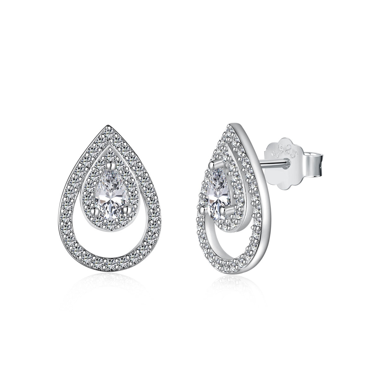 [Violet JW]Sparkling Delicate Water Drop Shape Daily Earrings