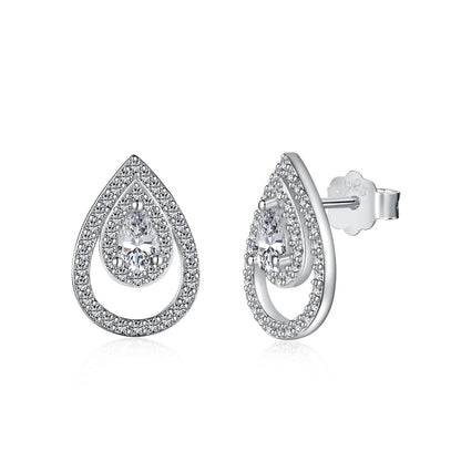 [Violet JW]Sparkling Delicate Water Drop Shape Daily Earrings